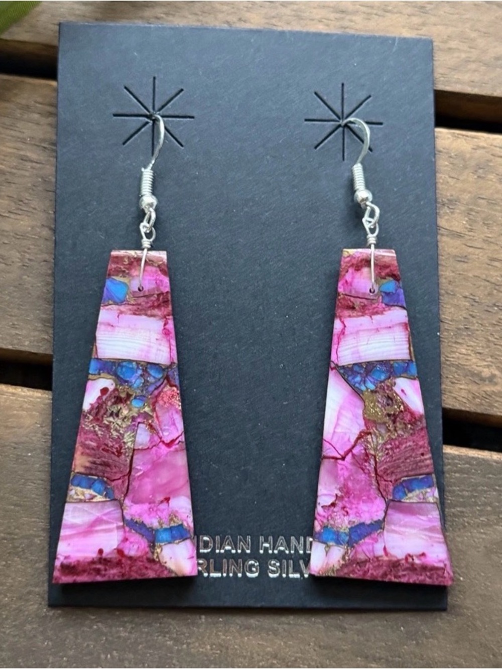 Southwestern Sterling Silver Multi Stone Purple Slab Earrings
